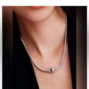 Pandora x Disney Mickey Mouse Clasp Sterling Silver Snake Chain Necklace 17.7” 🐭